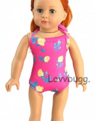 Flowers Bathing Swimsuit for 18 inch American Girl or Baby Swim Doll Clothes