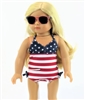 Patriotic Red White and Blue Swimsuit for 18 inch American Girl Doll Clothes