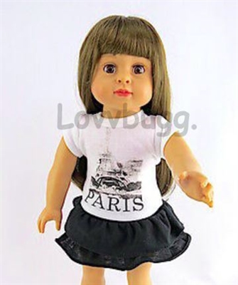 Paris Tower T Shirt and Skirt for American Girl 18 inch or Baby Doll Clothes