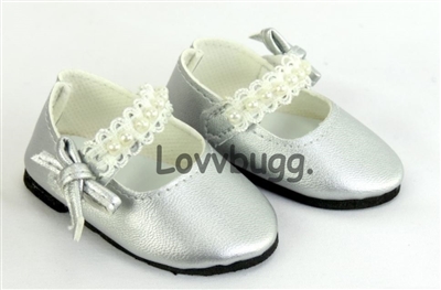 Silver Pearls and Lace Shoes