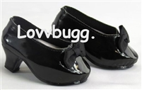 Black Patent Heels with Bow for American Girl 18 inch Doll Shoes Accessory