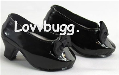 Black Patent Heels with Bow 18 inch American Girl Doll Shoes