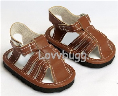 Brown Fisherman Sandals  for American Girl, Boy or Baby Doll Shoes