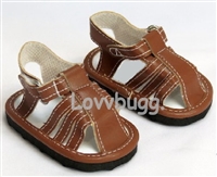 Brown Fisherman Sandals for American Girl 18 inch, Boy or Bitty Baby Born Doll Shoes Clothes Accessory