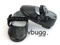Black Pearls and Lace Mary Janes for American Girl 18 inch or Bitty Baby Born Doll Shoes Clothes Accessory