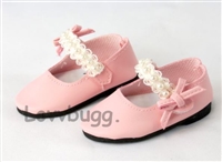 Pink Pearls and Lace Mary Janes for American Girl 18 inch or Bitty Baby Born Doll Shoes Accessory