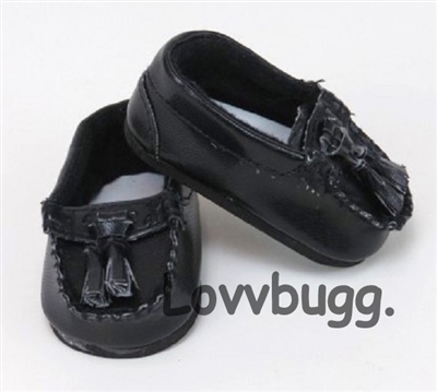 Black Tassel Loafers for American Girl Boy Logan 18 inch Doll Shoes