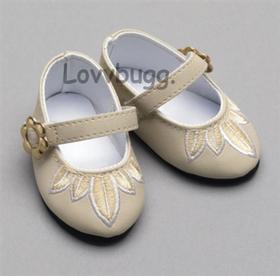 Cream Embroidered Mary Janes