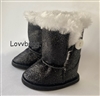 Black Sparkle Uggly Button Boots