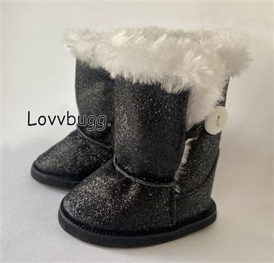 Black Sparkle Uggly Button Boots