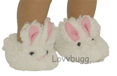 Fluffy Bunny Slippers with Velvet Ears for American Girl 18 inch Doll Pajamas Shoes