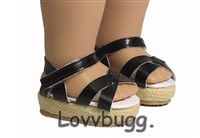 Black Platform Sandals for American Girl 18 inch or Bitty Baby Born Doll Shoes