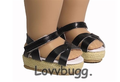Black  Platform Sandals for American Girl 18 inch and Bitty Baby Born Doll Shoes