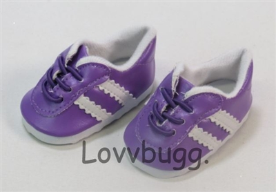 Purple Leather Look Sneakers for American Girl 18 inch or Bitty Baby Born Doll Shoes