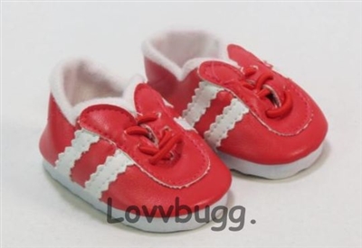 Red Leather Look Sneakers for American Girl 18 inch or Bitty Baby Born Doll Shoes