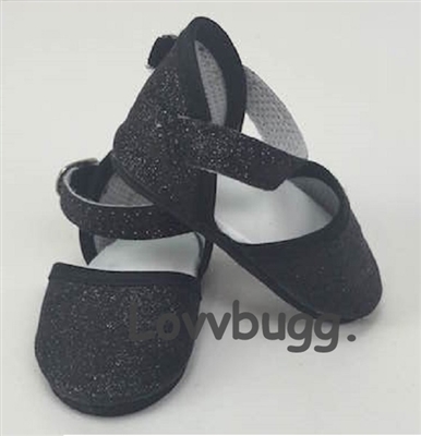 Black Sparkle Ankle Strap Shoes