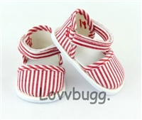 Red Stripes Sneakers Sandals for American Girl 18 inch or Bitty Baby Born Doll Shoes