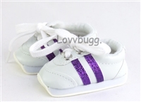 Sneakers with Purple Stripes for American Girl 18 inch or Baby Doll Shoes