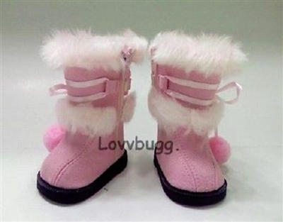 Tall Pink Pom Boots for American Girl 18 inch or Baby Doll Shoes