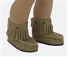 Short Dark Tan Moccasins Boots for American Girl or Boy 18 inch and Baby Doll Shoes