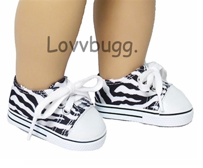Zebra Sneakers for American Girl or Boy 18 inch or Bitty Baby Born Doll Shoes