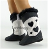 Black Heart Cowboy Western Boots for American Girl 18 inch or Baby Doll Shoes