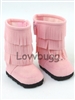 Light Pink Triple Fringe Boots for American Girl 18 inch or Bitty Baby Born Doll Shoes