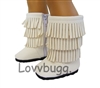 White Triple Fringe Moccasins Boots for American Girl 18 inch or Baby Doll Shoes