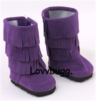 Purple Triple Fringe Moccasins Boots