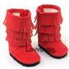 Red Triple Fringe Moccasins Boots for American Girl 18 inch Doll Shoes