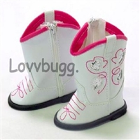 White Glitter Hearts Cowboy Boots