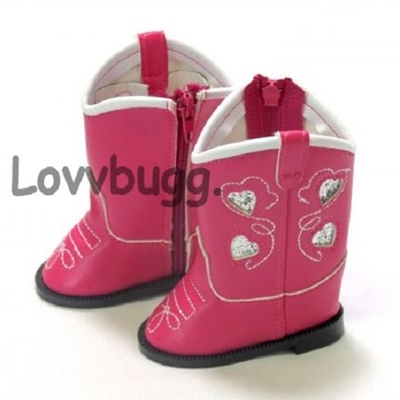 Hot Pink Glitter Hearts Cowboy Boots