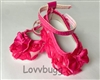Pink 3-D Roses Ankle Strap Shoes