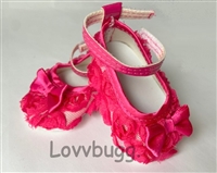 Pink 3-D Roses Ankle Strap Shoes