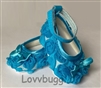 Blue 3-D Roses Ankle Strap Shoes