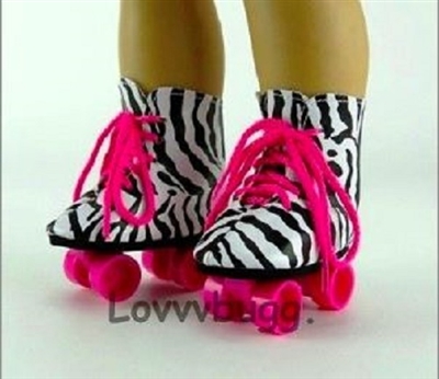 Zebra and Pink Roller Skates