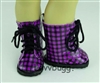 Purple Black Check Boots