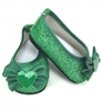 Green Heart Glitter Shoes Glisten Flats for 18 inch American Girl or Baby Doll