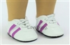 Leather-Look Sneakers with Purple Stripes