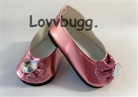Pink Jewel Bow Flats for American Girl 18 inch or Bitty Baby Born Doll Shoes