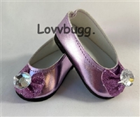 Lavender Jewel Bow Flatss for American Girl 18 inch or Bitty Baby Born Doll Shoes