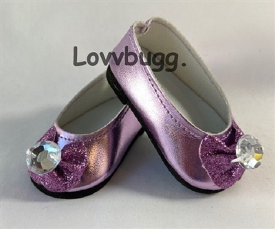 Lavender Jewel Bow Flats for 18 inch American Girl or Baby Doll Shoes