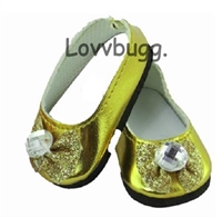 Gold Jewel Bow Flats for American Girl 18 inch or Bitty Baby Born Doll Shoes