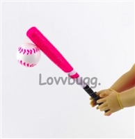 Hot Pink Baseball Bat for American Girl or Boy 18 inch or Baby Doll Accessory