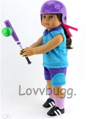 Purple Baseball Bat Ball for American Girl or Boy 18 inch Doll Accessory