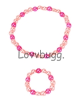 Pink Multi Pearls Necklace and Bracelet Set for American Girl 18 inch Doll Jewelry Accessory