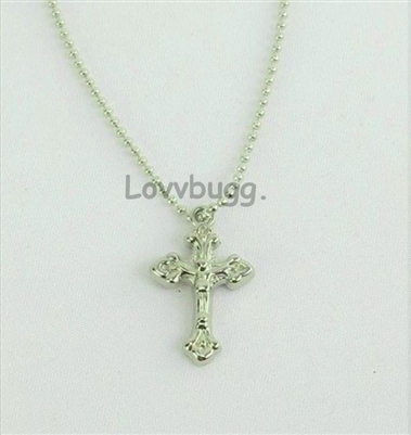 Silver Crucifix Cross Necklace for American Girl 18 inch Doll Jewelry Accessory