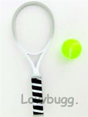 Black Tennis Racket with Ball for 18 inch American Girl Doll Accessory