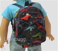 Dinosaur Backpack for 18 inch American Girl, Boy or Baby Doll School Supplies Accessory