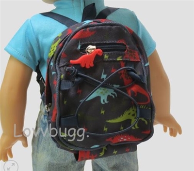 Dinosaur Backpack for 18 inch American Girl, Boy or Baby Doll School Supplies Accessory